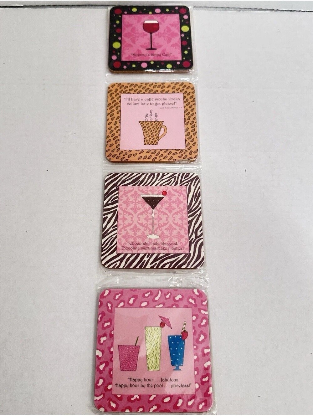 New - Funny Coasters Terry Puma Mommys Sippy Cup set 4 Design Design
